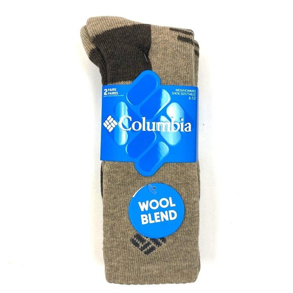Men's Columbia 2-Pack Wool-Blend Full-Cushioned Crew Socks - Khaki - Size (6-12) - Picture 1 of 4
